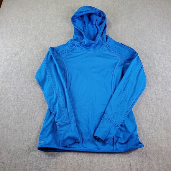 Athleta Hoodie Womens Small Blue Uptempo Cowl Neck Athletic Sweatshirt  Pullover - Picture 1 of 8